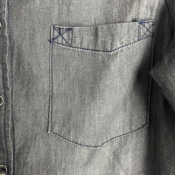 Hippie Laundry Dark Gray Embroidered Cotton Western Rodeo Button Down Shirt Sz M - Picture 4 of 9